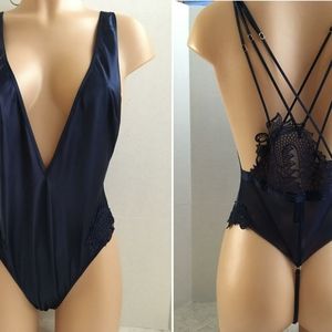 Victoria’s Secret Black Satin Lace Dragon Teddy NWT